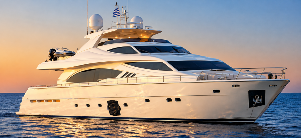 Golden Hour Luxury Yacht At Sea