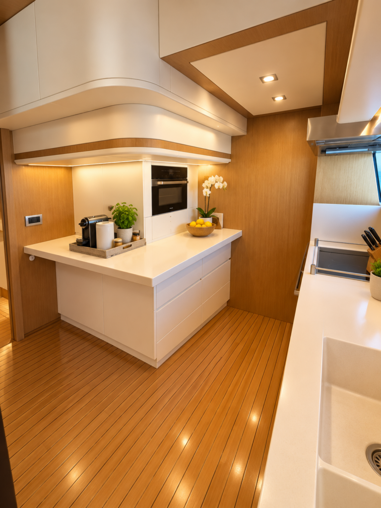 Luxurious Modern Yacht Galley Interior