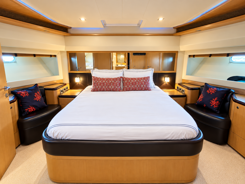 Luxurious Symmetrical Yacht Bedroom
