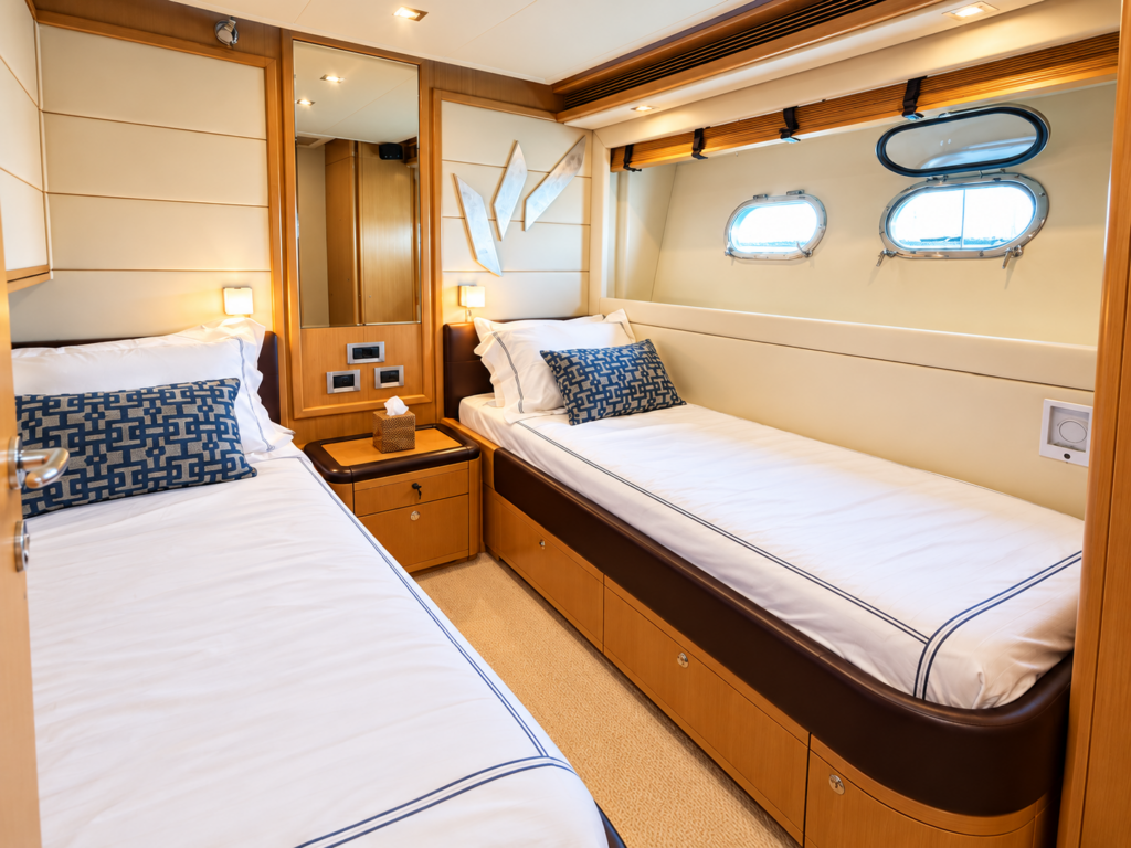 Luxurious Twin Cabin With Nautical Portholes