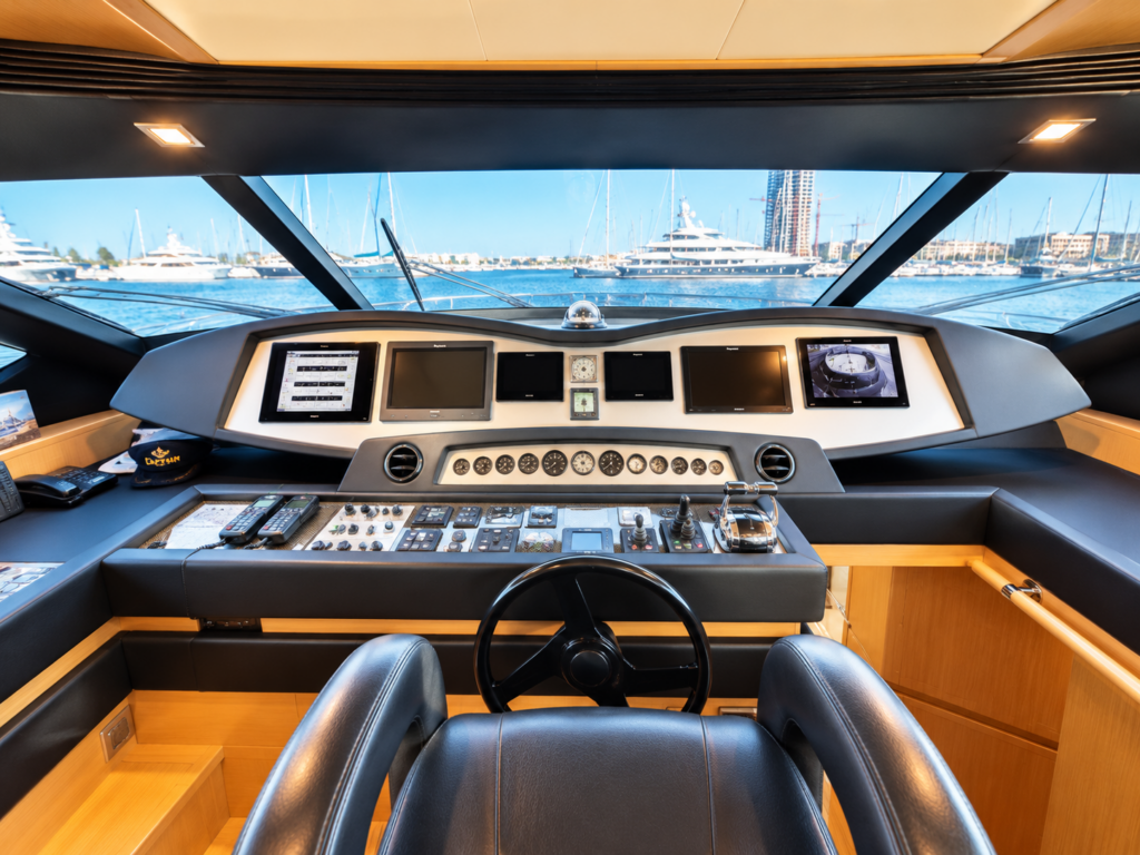 Luxury Yacht Helm Overlooking The Marina