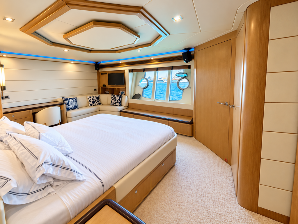 Luxury Yacht Master Stateroom With Sea Views