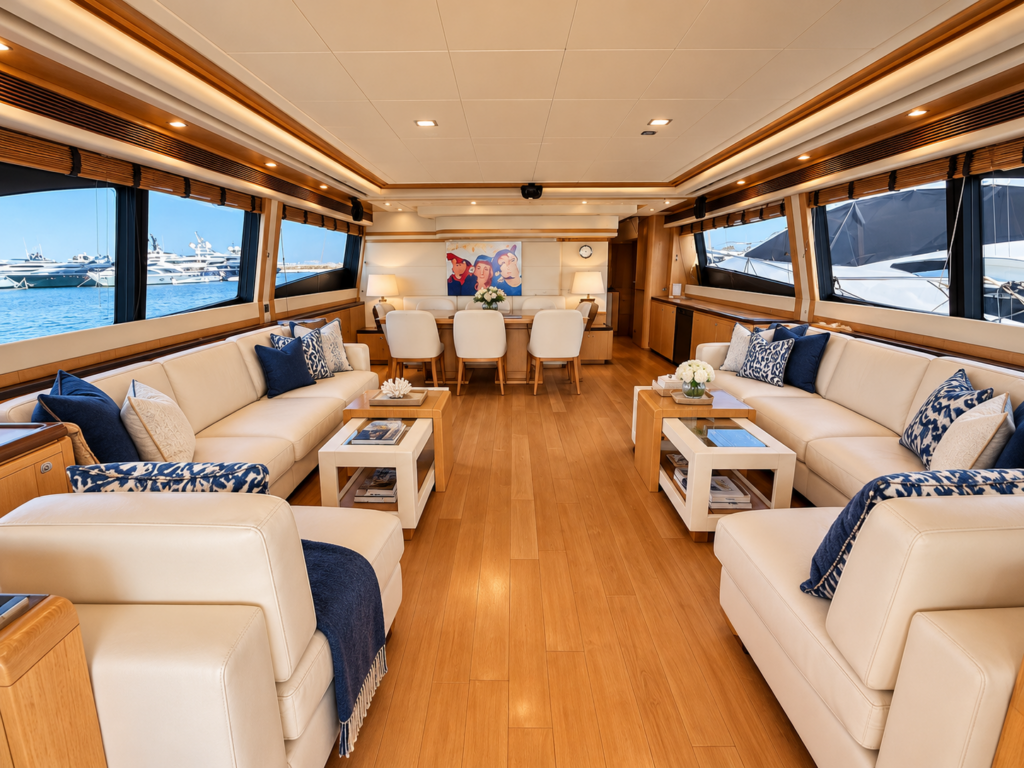 Luxury Yacht Salon With Marina Views